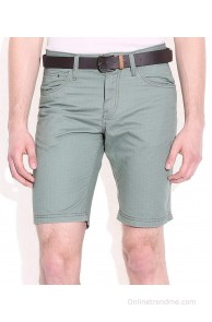 Celio Green Cotton Solid Shorts